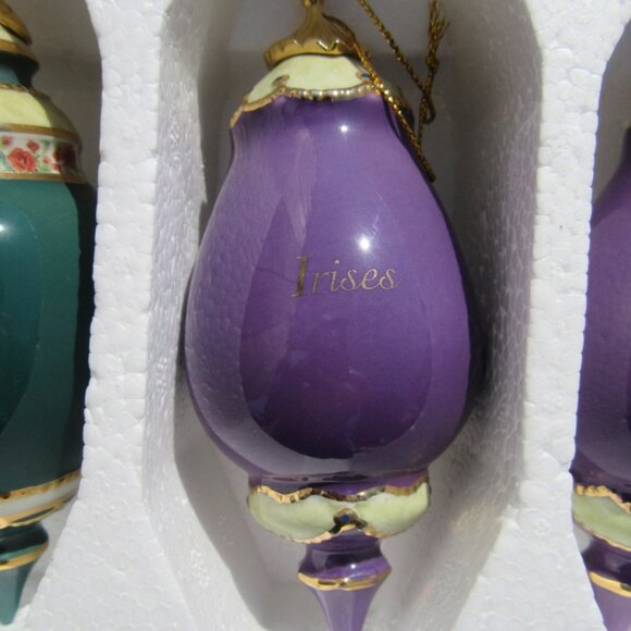 3 Bradford Editions Lena Liu Forever Flowers Christmas Ornaments Irises Poppies - Picture 7 of 9